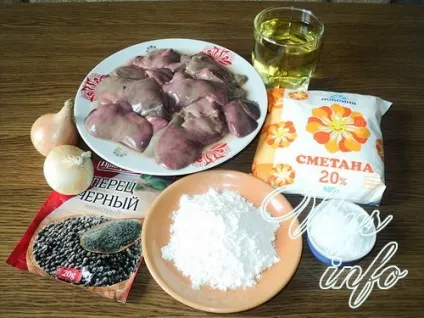 Рецепт курячої печінки в сметані (печінки) Рецепт курячої печінки в сметані