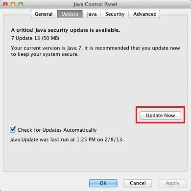 Як оновити java на моєму комп'ютері mac