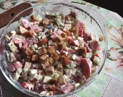 Салат з Кіріешкі, салат з сухариками Кириешки (сухариками) Салат з Кіріешкі, салат з сухариками Кириешки
