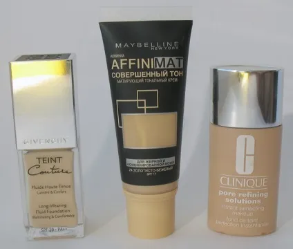 Тести тональних засобів givenchy, maybelline, clinique