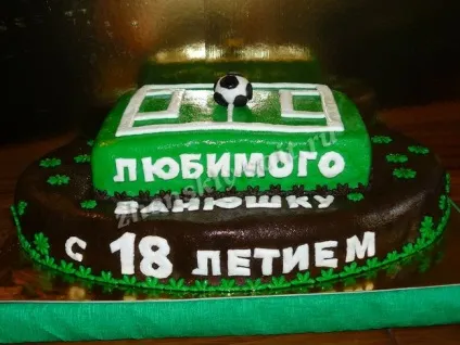 Торт футбольне поле з м'ячем з мастики своїми руками - майстер клас з фото крок за кроком