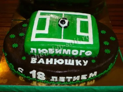 Торт футбольне поле з м'ячем з мастики своїми руками - майстер клас з фото крок за кроком