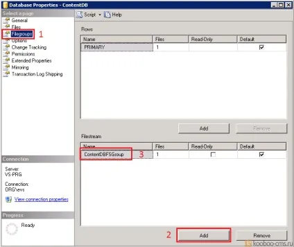 Включає і настроює filestream на вже існуючій бд за допомогою візуального інтерфейсу ms sql (Name введіть будь-яке) Включає і настроює filestream на вже існуючій бд за допомогою візуального інтерфейсу ms sql