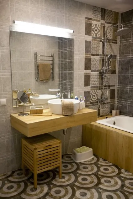 Дзеркало в дизайні ванної кімнати з полицею, з підсвічуванням, великі дзеркала, фото, дизайн ванної (дизайні) Дзеркало в дизайні ванної кімнати з полицею, з підсвічуванням, великі дзеркала, фото, дизайн ванної