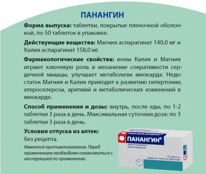 Як довго потрібно приймати панангін, панангін - калій і магній (приймати) Як довго потрібно приймати панангін, панангін - калій і магній