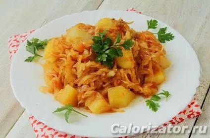 Картопля тушкована з капустою - калорійність, склад, опис (очистити промити нарізати) Картопля тушкована з капустою - калорійність, склад, опис