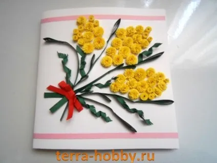 Листівка мімоза в техніці квіллінг на 8 березня (мімоза) Листівка мімоза в техніці квіллінг на 8 березня