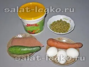 Салат з горошком, яйцями і ковбасою (ковбасою) Салат з горошком, яйцями і ковбасою