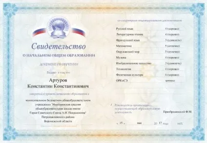 Бланки свідоцтв початкової освіти (початкового) Бланки свідоцтв початкової освіти