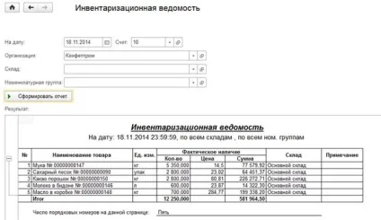 Інвентаризаційний опис товарно матеріальних цінностей - зразок заповнення