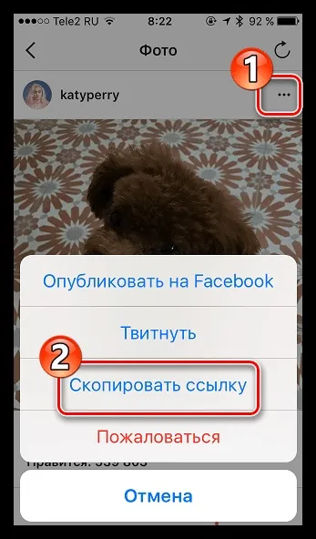 Як скопіювати посилання в інстаграме