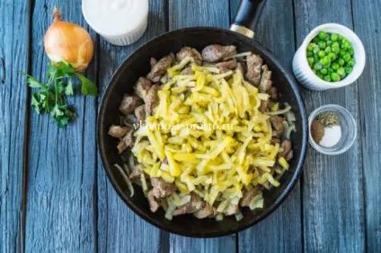 Куряча печінка з солоними огірками (куряча) Куряча печінка з солоними огірками