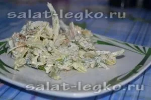 Легкий салат з куркою, капустою білокачанної і сиром, рецепт з фото (перець) Легкий салат з куркою, капустою білокачанної і сиром, рецепт з фото