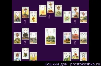 Розклад 7 будинків Ленорман, котячий будинок (карти) Розклад 7 будинків Ленорман, котячий будинок