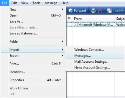 Міграція з outlook express в windows mail
