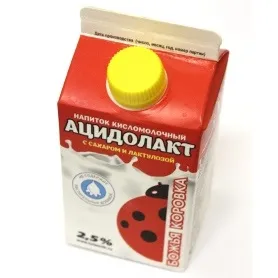 Ацидолакт корисний кисломолочний напій, ацидофільне молоко з ваніліном і лактулозою, ацідолак