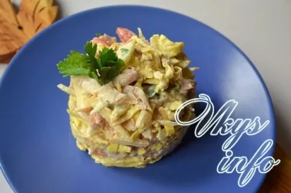 Млинцевий салат з копченої куркою рецепт з фото (салат) Млинцевий салат з копченої куркою рецепт з фото
