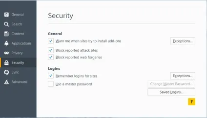 Налаштування безпеки і паролів, how to, підтримка mozilla