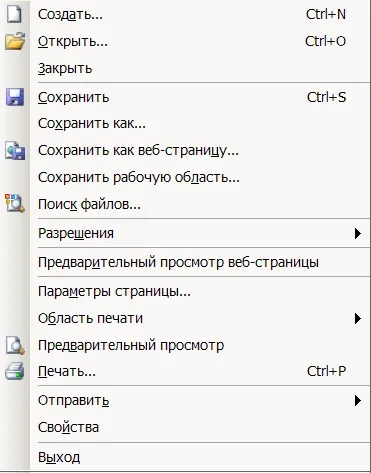 Команди головного меню excel