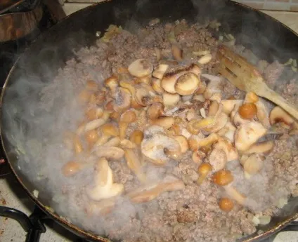 Кулеб'яка з м'ясом, картоплею та грибами (грибами) Кулеб'яка з м'ясом, картоплею та грибами