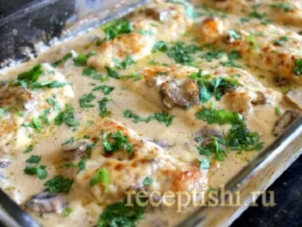 Курка з грибами під сиром, кулінарні рецепти з фото (гриби) Курка з грибами під сиром, кулінарні рецепти з фото