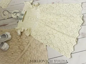 Майстер-клас тижні хрестильне плаття гачком айвори - ярмарок майстрів - ручна робота, handmade