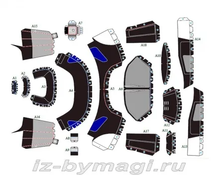 Модель вертольота з паперу - Схема для склеювання (вертольота) Модель вертольота з паперу - Схема для склеювання