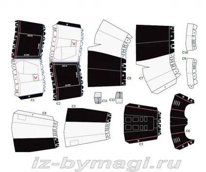 Модель вертольота з паперу - Схема для склеювання (паперу) Модель вертольота з паперу - Схема для склеювання