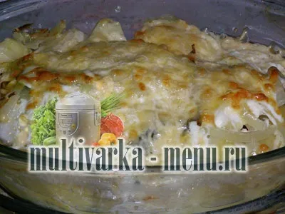 Морський язик в духовці з картоплею під сиром, другі страви (сиром) Морський язик в духовці з картоплею під сиром, другі страви
