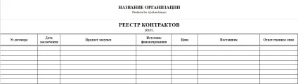 Зразок реєстру договорів в excel 2017, скачати форму, бланк (реєстру) Зразок реєстру договорів в excel 2017, скачати форму, бланк