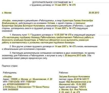Зразок наказу про перейменування посад (угода трудовим договором) Зразок наказу про перейменування посад
