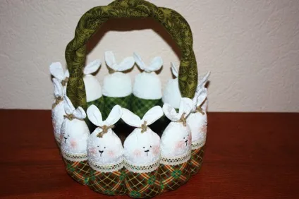 Великодній кошик з зайцями - ярмарок майстрів - ручна робота, handmade (гудзики) Великодній кошик з зайцями - ярмарок майстрів - ручна робота, handmade