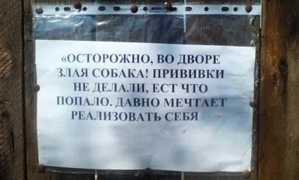 Обережно, злий пес! Підбірка найкреативніших написів на цю тему (20 фото) () Обережно, злий пес! Підбірка найкреативніших написів на цю тему (20 фото)