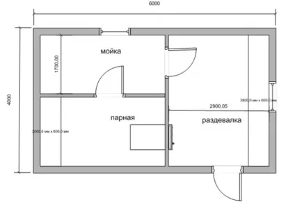 Планування бань 6х6, 6х4, 3х4 і з басейном (обладнано душовою кабіною) Планування бань 6х6, 6х4, 3х4 і з басейном
