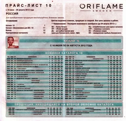 Пробники Оріфлейм, світ краси і здоров'я (прайс-лист) Пробники Оріфлейм, світ краси і здоров'я