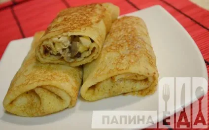 Рецепт фаршированих млинців з куркою, грибами і сиром з фото (куркою) Рецепт фаршированих млинців з куркою, грибами і сиром з фото