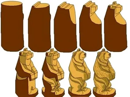 Різьблений ведмідь з дерева