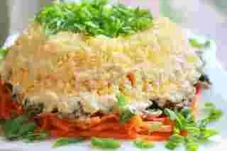 Салат мисливський з куркою і грибами (куркою) Салат мисливський з куркою і грибами