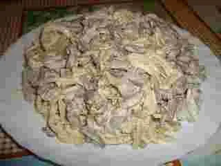 Салат мисливський з куркою і грибами (Салат грибами рецепт) Салат мисливський з куркою і грибами