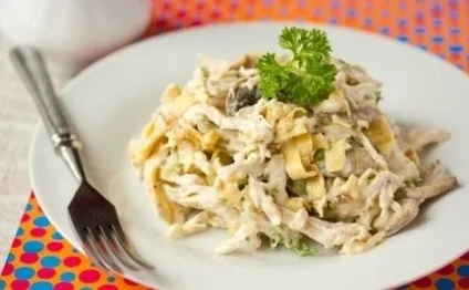 Салат з млинцями і куркою з яєць, рецепти з копченої, кукурудзою, розбійницький, фото, відео (рецепти) Салат з млинцями і куркою з яєць, рецепти з копченої, кукурудзою, розбійницький, фото, відео