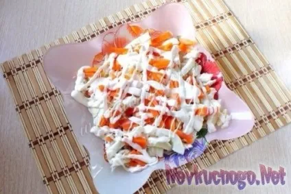 Салат мисливський з куркою, грибами і огірків - рецепт з фото крок за кроком