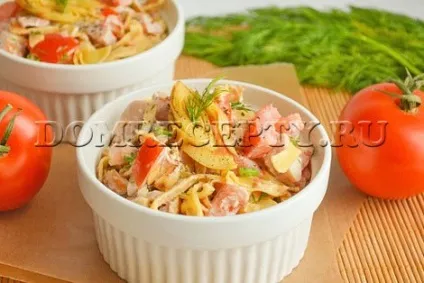 Салат з яєчними млинцями і копченою куркою - рецепт з фото (млинцями) Салат з яєчними млинцями і копченою куркою - рецепт з фото