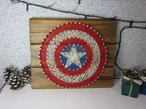 Щит капітана америка в техніці string art - ярмарок майстрів - ручна робота, handmade (подарунок на будь-який випадок) Щит капітана америка в техніці string art - ярмарок майстрів - ручна робота, handmade