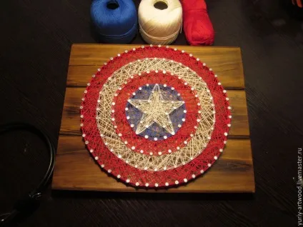 Щит капітана америка в техніці string art - ярмарок майстрів - ручна робота, handmade (щит капітана америка в техніці string art) Щит капітана америка в техніці string art - ярмарок майстрів - ручна робота, handmade