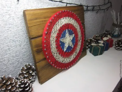 Щит капітана америка в техніці string art - ярмарок майстрів - ручна робота, handmade (морилка) Щит капітана америка в техніці string art - ярмарок майстрів - ручна робота, handmade