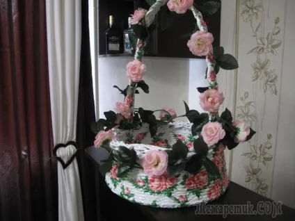 Весільна корзина з живими квітами, своїми (клей біла емаль) Весільна корзина з живими квітами, своїми