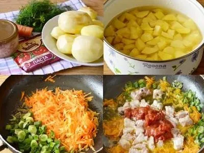 Тушкована картопля з тушонкою в каструлі (картопля) Тушкована картопля з тушонкою в каструлі