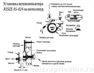 Велокомпьютер as-824 на велосипеді motor vernor xc (assize as-824) Велокомпьютер as-824 на велосипеді motor vernor xc