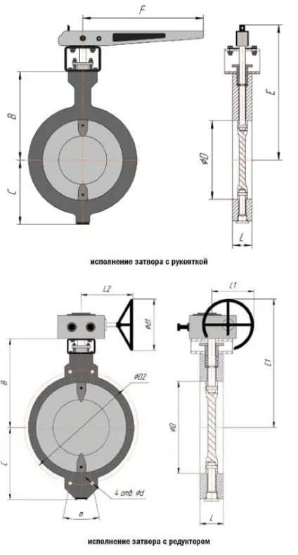 Затвор міжфланцьовий поворотний дисковий переваги, установка (міжфланцьовий) Затвор міжфланцьовий поворотний дисковий переваги, установка