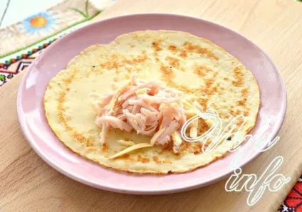 Млинці з шинкою і сиром рецепт з фото (рецепт) Млинці з шинкою і сиром рецепт з фото